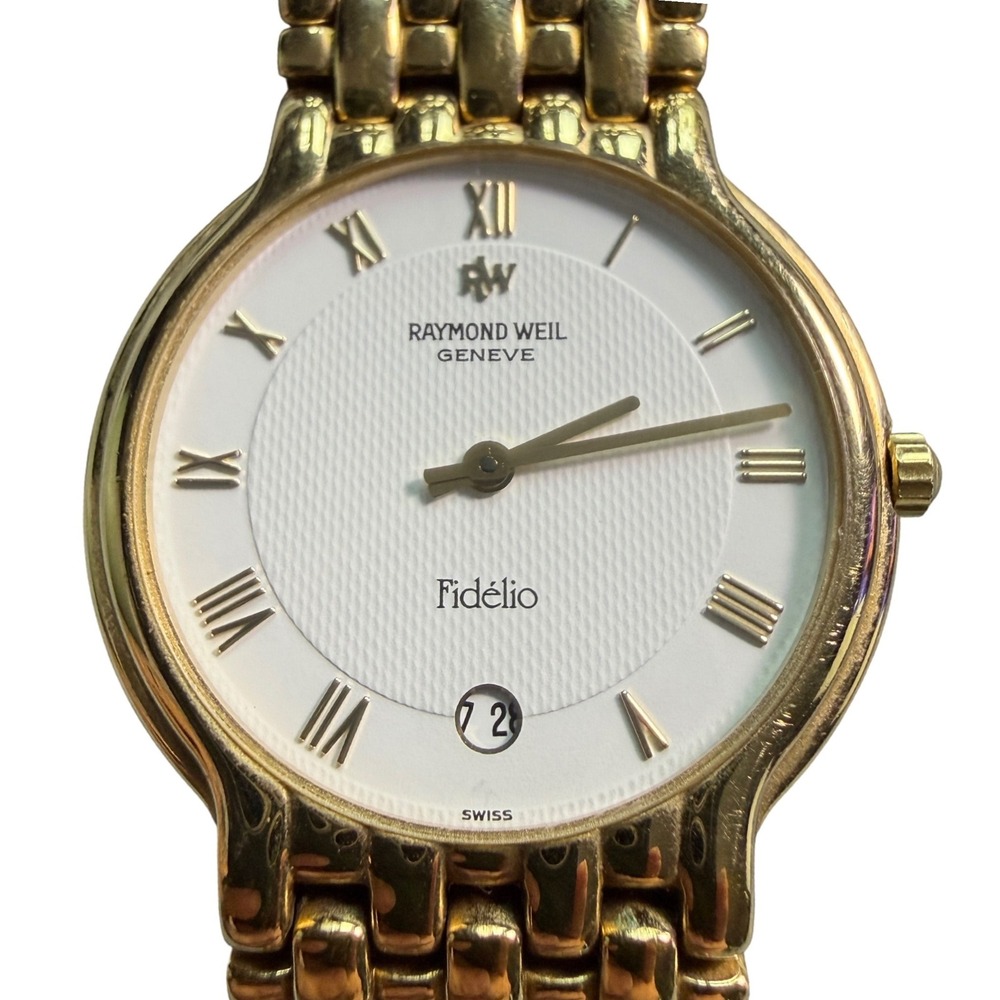 Raymond Weil Geneve Fidelio 4802 18K Gold Electroplated Swiss Watch White Dial